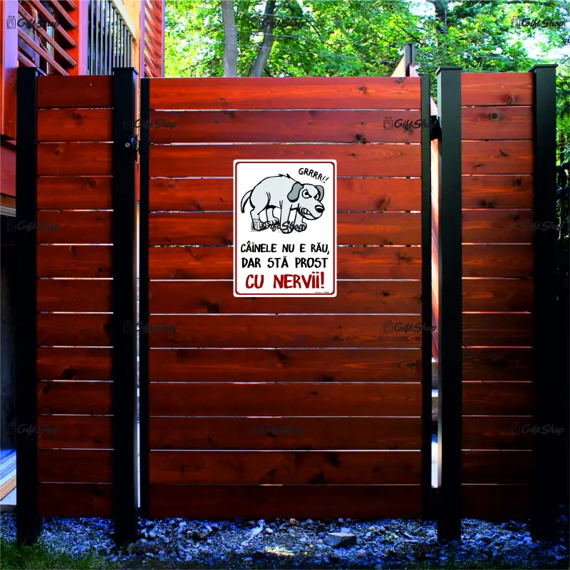 Cainele nu e rau dar sta prost cu nervii, indicator amuzant 150x200 mm